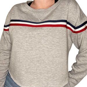 GREY RED, WHITE, AND BLUE SWEATSHIRT
